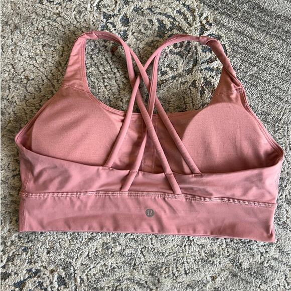 Lululemon Energy Sport Bra *Long Line Peach Pink Size 12 Pads Included - Picture 3 of 9